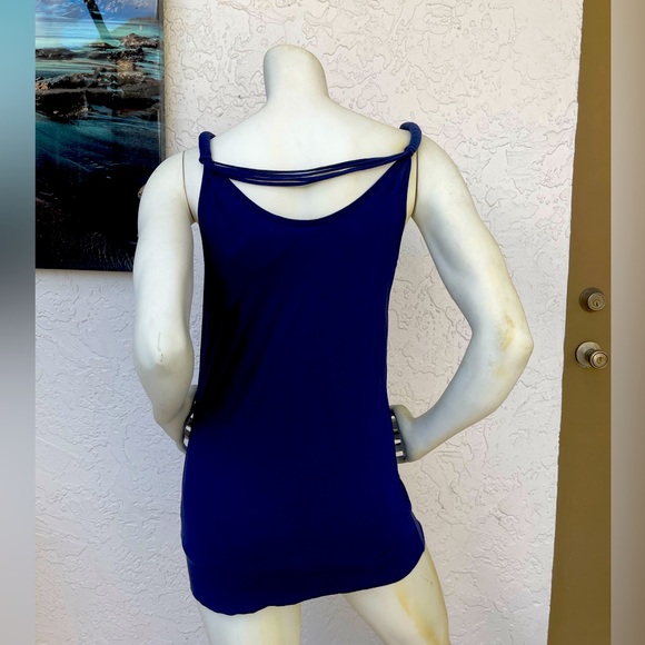New York Blue Sleeveless Dress with Studded Neckline and tassels size S new - Picture 2 of 16
